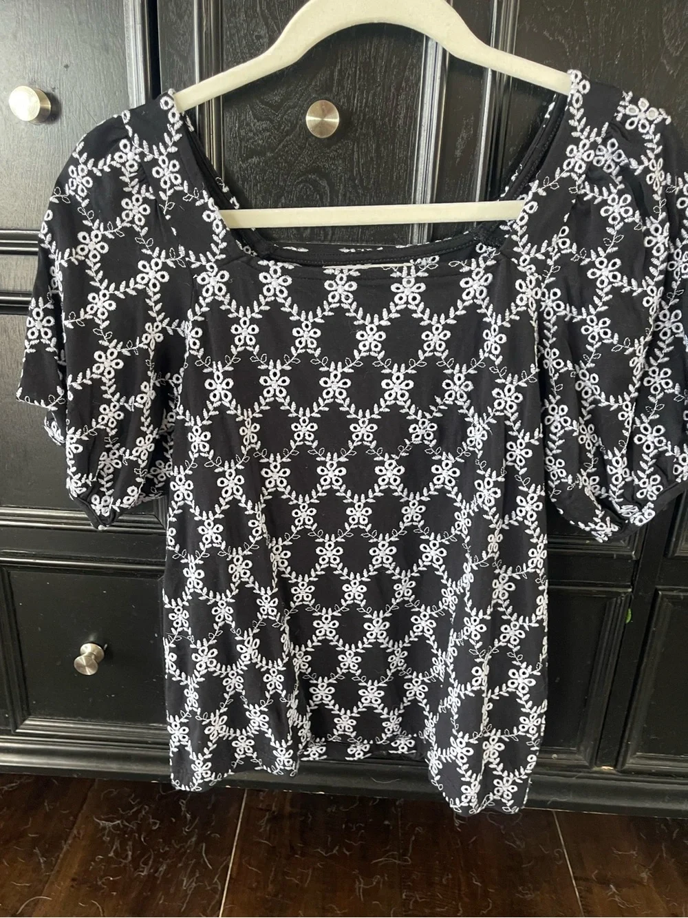 LOFT square-neck puff-sleeve top
